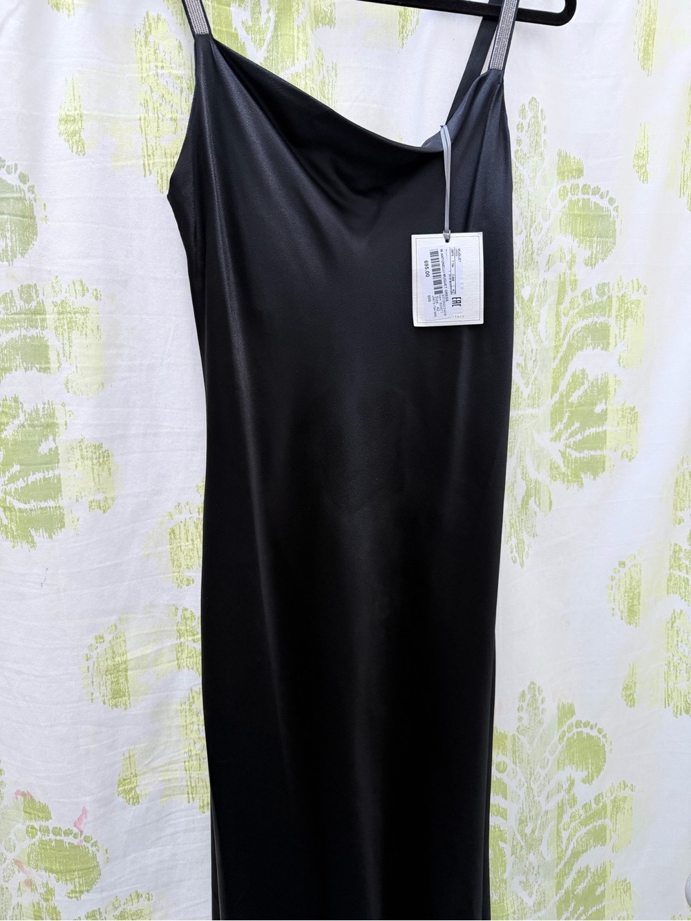 Antonelli Sleek Black Slip Dress with Cowl Neck